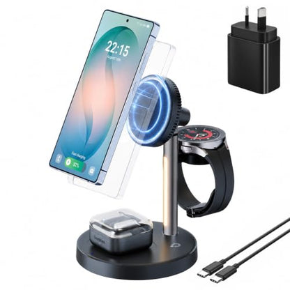 Geyo 4 in 1 Magnetic 15W Wireless Charger for Samsung S26 with Night Light