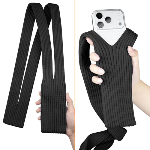 SOULWIT Knitted Phone Pocket Pouch (Long-Black) - color: Black, size: Long (31.5″)