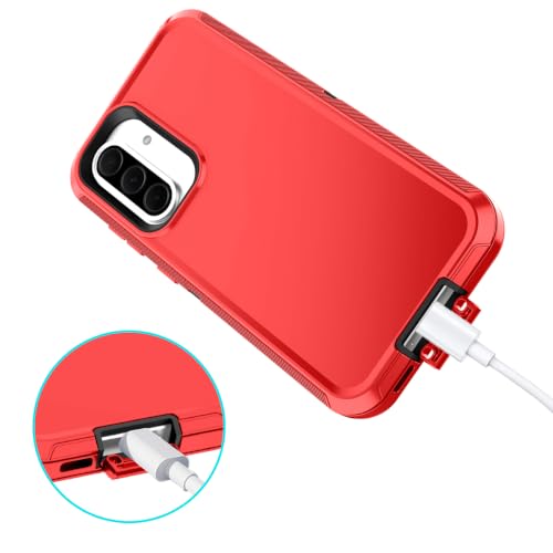 I-HONVA for Samsung Galaxy A37 5G Case Shockproof Dust/Drop Proof 3-Layer Full Body Protection [Without Screen Protector] Rugged Heavy Duty Cover Case for Galaxy A37 5G,Red/Black - color: Red/Black
