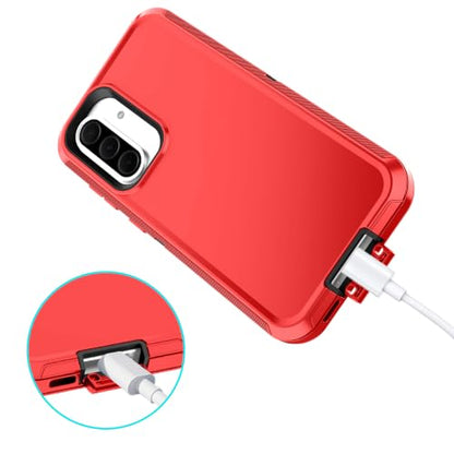 I-HONVA for Samsung Galaxy A37 5G Case Shockproof Dust/Drop Proof 3-Layer Full Body Protection [Without Screen Protector] Rugged Heavy Duty Cover Case for Galaxy A37 5G,Red/Black - color: Red/Black