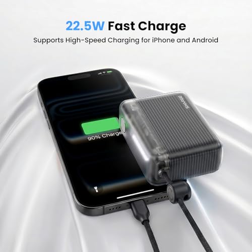 Mini Portable Charger 10000mAh Power Bank with Built-in Cable