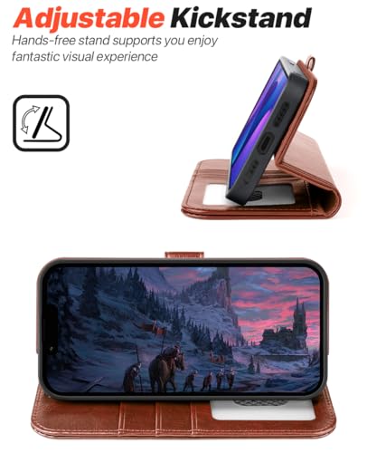OCASE for iPhone 17e Case/iPhone 16e Detachable Wallet Case with Card Holder, 2 in 1 Pu Leather Flip Folio with RFID Blocking Stand Wrist Strap Shockproof Phone Cover 6.1 Inch 2025, Brown - color: Brown, size: iPhone 16e/ iPhone 17e