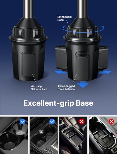 JSAUX Car Cup Holder Phone Mount for Foldable Phones & Mini Tablets - color: FlexMount
