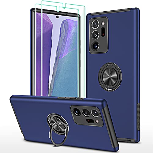 for Note 20 Ultra Case, Samsung Galaxy Note 20 Ultra Case with Self Healing Flexible TPU Screen Protective [2 Pack], Military Grade Invisible Kickstand Case for Samsung Note 20 Ultra 5G-Blue - color: YX-Blue