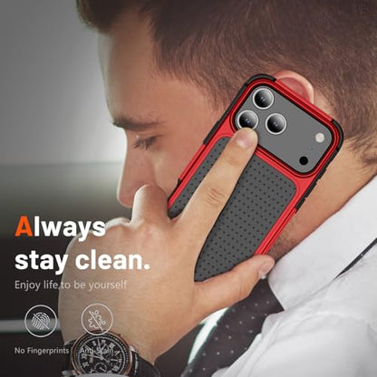 Designed for iPhone 17 Pro Max Case 2 in 1 Gift Militay Grade Drop Protective Rugged Heavy Duty Cover Shockproof Case for iPhone 17 Pro Max Phone Case for Women Men Boy Girl (Red) - color: Red
