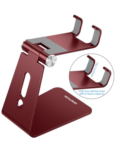 OMOTON C2 Adjustable Cell Phone Stand with Charging Cutout, Cherry Red - color: Cherry Red
