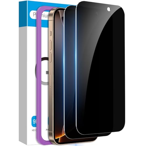 Fotbor 2 Pack Compatible for iPhone 17/iPhone 16 Pro Privacy Screen Protector, Anti Spy Private Case Friendly Anti-Scratch 9H Hardness Tempered Glass - size: iPhone 16 Pro - 6.3 inch