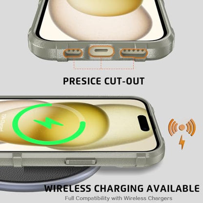 Rugged Shield 8ft Drop Proof TPU Thick Armor Tactical Protective Case Compatible with iPhone 15 (6.1 inches) - Light Clay - color: Light Clay, size: iPhone 15