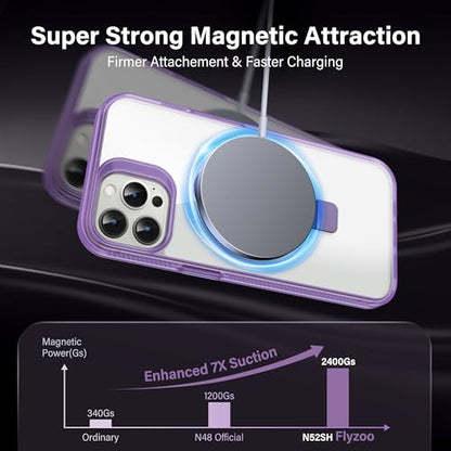 Magnetic Case for iPhone 13 Pro - [Built-in Invisible Stand] [Compatible with MagSafe] [Military Grade Drop Protection] Anti-Yellowing Hard Back Silicone Edge Cover, 6.1", Clear Purple - color: Clear Purple, size: iPhone 13 Pro 6.1''