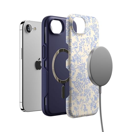 Casely iPhone 16e Case | Cupid's Canvas | Periwinkle Floral | Bold Protective Design | Compatible with MagSafe - color: Cupid's Canvas | Periwinkle Floral