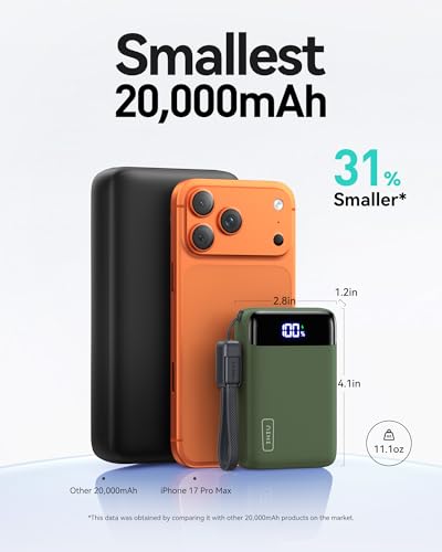 INIU Portable Charger, Smallest 20000mAh 22.5W Fast Charging Power Bank - color: Green