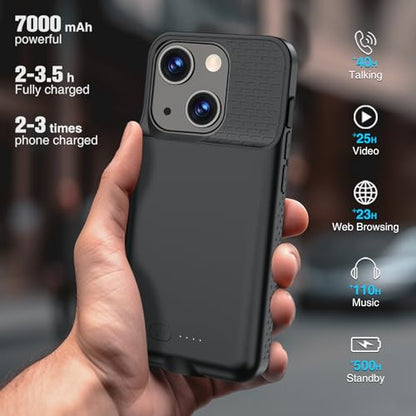 GIN FOXI Battery Case for iPhone 15 Pro/15, Rechargeable Case 15W Fast Charging Charger Real 7000mAh Ultra-Slim Anti-Fall Protection Extended Charger for iPhone 15 &15 Pro Black - size: 15/15 Pro