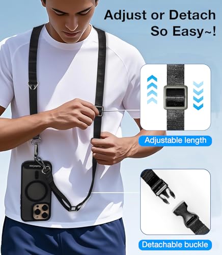 Phone Lanyard Crossbody, Adjustable Anti-Theft Phone Strap with 2 Patches, Durable & Skin-Friendly, Universal Neck Lanyard for All CellPhone Case, Travel Essential, Black - color: Z - Black