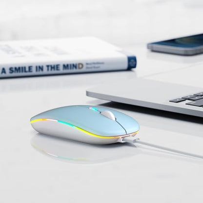 Afaartcci Rechargeable Wireless Mouse, Silent Bluetooth Mouse (Blue) - color: blue