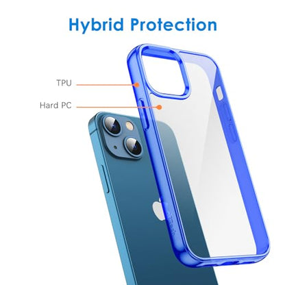 JETech Case for iPhone 13 mini, Anti-Yellowing, Blue | Shockproof Protection, Scratch Resistant Hard PC Back, Durable Transparent TPU Bumper - color: Blue