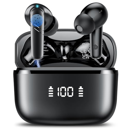 Wireless Earbuds, Bluetooth 5.4 Headphones 48H Playtime Ear Buds, Bluetooth Earbuds Stereo with LED Display, Clear Call, IPX7 Waterproof in Ear Earphones with ENC Mic for Phones/Sports/Laptop, Black - color: Jet Black
