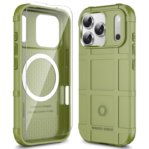 Rugged Shield Compatible with MagSafe Case for iPhone 17 Pro (6.3"), 8ft Military Drop Proof, Wear Resistant Tactical Cover, Army Green - color: Army Green-M, size: iPhone 17 Pro