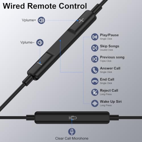 Wired Headphones for iPhone Earbuds with Lightning Connector Wired Earphone