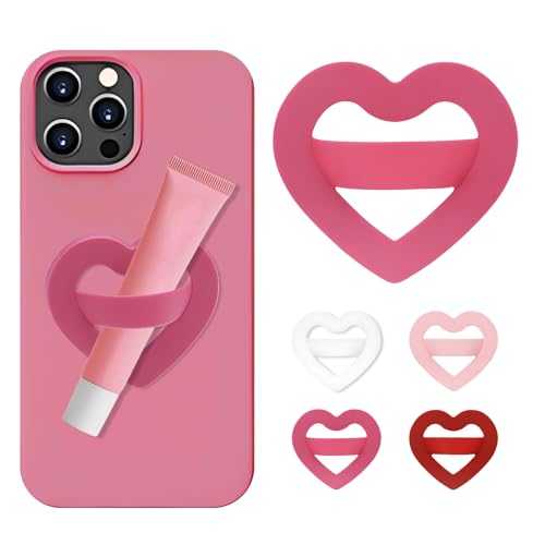 Silicone Loop Ring Grip Holder, Self-Adhesive Love Finger Loop Holder, Soft and Portable,Compatible Most Phone Models(Rose Pink)