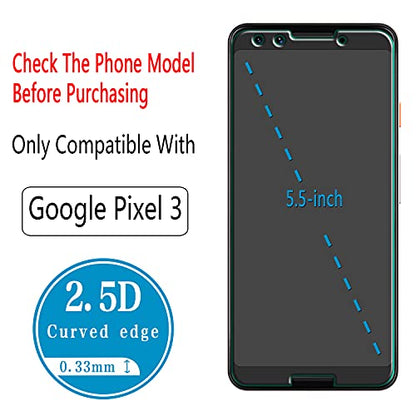 2 Pack Screen Protector for Google Pixel 3 5.5 inch Tempered Glass - color: Clear-Google Pixel 3