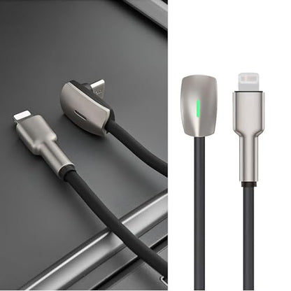 USB C to Lightning Charging Cable fit for 2026 Tesla Model 3/Y/X/S/Cybertruck 90° Right-Angle Charging Cable Compatible with iPhone 11/12/13/14 and Vehicles Dock (C to L) - style: USB C to Lightning Charging Cable