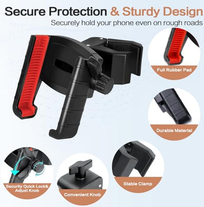 Golf Cart Phone Holder Mount, Quick Lock/Release, 360° Rotatable