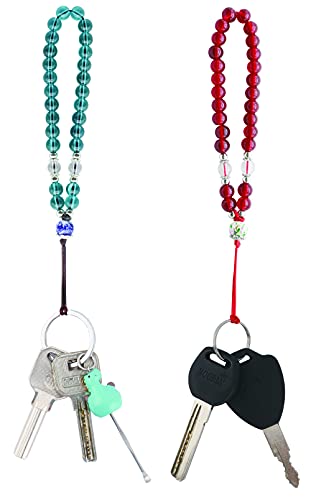 Cell Phone Lanyard Strap Bling Crystal Beads Hand Wrist Lanyard - color: 17cm Royal Blue & Red