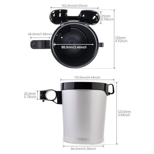 3-in-1 Universal Bike Cup Holder with Cell Phone Case Keys Hook, Black Gray - color: black gray