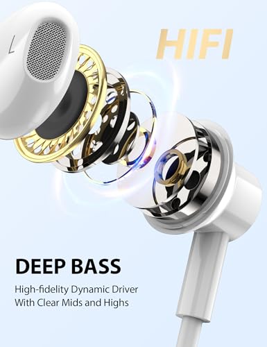 iMangoo for Apple Lightning Headphones MFi-Certified Wired Earbuds White