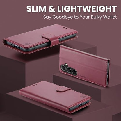 FLIPALM Wallet Case for Samsung Galaxy S26 6.3", Red | Card Holder, RFID Blocking, PU Leather Folio Flip, Kickstand, Protective Shockproof Cover - color: Red, size: Samsung Galaxy S26