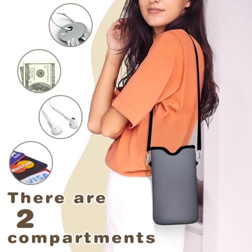 IRADA Neoprene Cell Phone Sleeve Pouch Case Bag with Crossbody Strap Neck Lanyard for Women Men 7.6 X 4.3 Inches-Grey Shockproof Universal Phone Bag - color: Grey-Phone Sleeve
