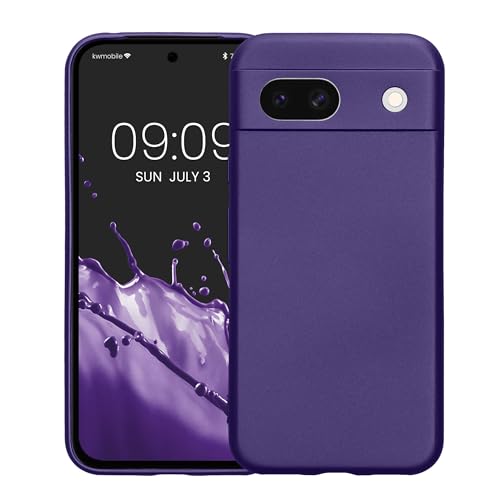 kwmobile Case Compatible with Google Pixel 8a Case -Soft TPU Back Phone Cover - with Metallic Look - Metallic Blue Violet - color: Metallic Blue Violet