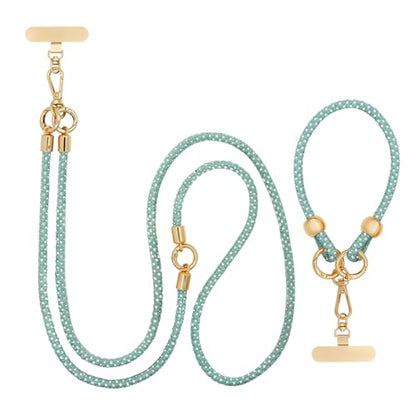Crystal Phone Lanyard Crossbody and Wrist Strap Lanyard Rhinestone Anti-Theft Phone Strap Phone Neck Strap for Women - color: Green