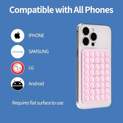 Silicone Double-Sided Suction Cup Phone Case Detachable Mount, Light Pink - color: Light Pink