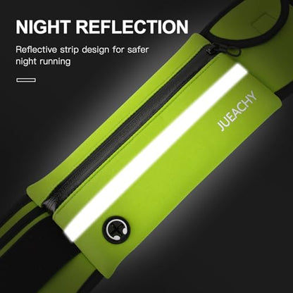 Jueachy Running Belts for Women Waterproof Fanny Pack Running Waist Pouch Phone holder Adjustable Sports Money Belt with Headphone Port - color: Green