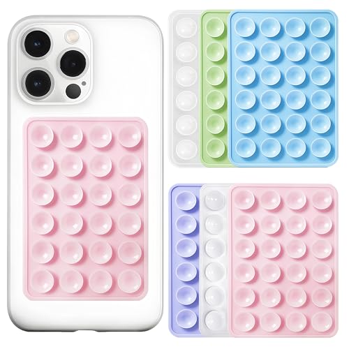 Anteel Silicone Suction Phone Case Adhesive Mount, Strong Grip Holder for Selfies and Tiktok Videos, Hands-Free Sticky Phone Grip for iPhone and Android, 2.17" x 3.15" (6 Pack) - color: 6 Pack