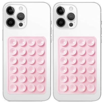 Anteel 2 Pack Silicone Suction Phone Case Mount, Non Slip Sticky Grip for Cellphone, Silicon Adhesive Suction Cup Mount, Strong Grip Holder for Selfies and Videos (Light Pink) - color: Light Pink
