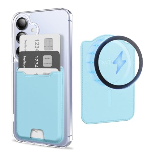 TopMade for MagSafe Wallet, 4 Cards Holder, Strongest Magnetic Phone Wallet - color: Baby Blue