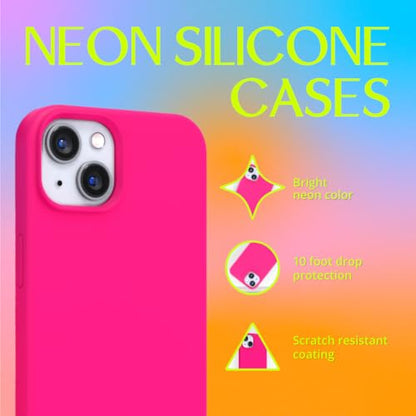FELONY CASE - iPhone 13 / iPhone 14 Case - Neon Pink Silicone Phone Cover | Liquid Silicone with Anti-Scratch Microfiber Lining, 360° Shockproof Protective Case for Apple iPhone 13 / iPhone14 - color: Neon Pink, size: iPhone 13/14 without MagSafe