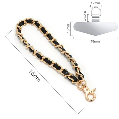 TENOC Universal Metal Phone Wrist Strap/Crossbody Chain - color: W-black