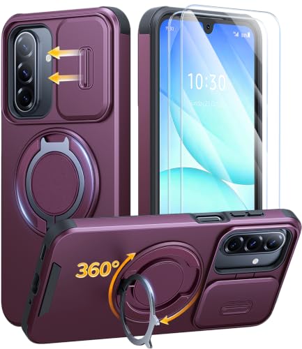 JAME for Samsung Galaxy A17/A16 5G Phone Case with Stand Slide Camera Cover - color: Dark Cherry, size: Galaxy A16/A17