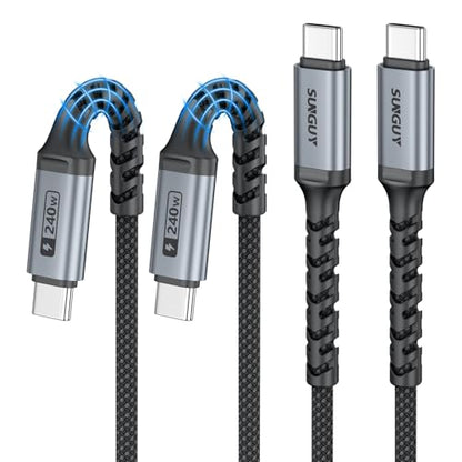 SUNGUY 240W C to C Cable Fast Charging, [2-Pack, 1FT] USBC to USBC Cable - size: 1ft