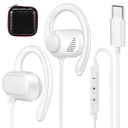 Open Ear USB C Headphones Wired Earbuds for iPhone 17 18 Pro Max 16 15 - color: White