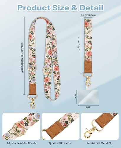 Yonlevres Phone Lanyard Crossbody Strap Wrist Neck Adjustable Women Flower - color: Flower Pn