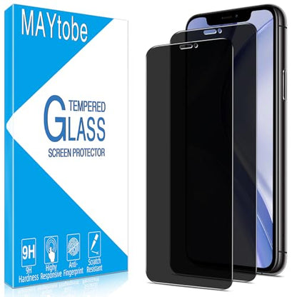 MAYtobe Privacy For iPhone 11 Pro, XS, X Screen Protector Tempered Glass - size: iPhone 11 Pro,XS,X(Black)