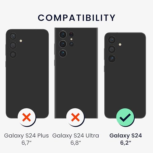 kwmobile Case for Samsung Galaxy S24 Case - Soft TPU Cover with Silicone Coating - with Hand Strap and Stand Function - Shockproof - Black - color: black, size: Galaxy S24