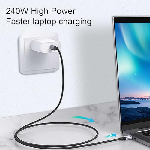 Dual Right 240W USB-C to USB-C Cable 10FT Gunmetal, Fast Charging - color: Grey, size: 10FT