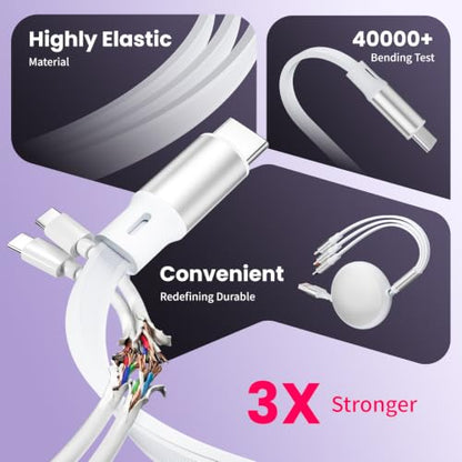 Multi Charging Cable,1Pack 3.6Ft Retractable Phone Charger for All Devices - color: White, size: 1Pack3.6FT