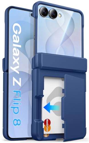 ASAFCASE for Samsung Galaxy Z Flip 8 Wallet Case with Hinge Protector, Blue | Card Holder (2-3 Cards), Outer Screen Protector, Military Drop Protection, Rugged Protective Phone Case for Samsung Flip 8 - color: Blue, size: Galaxy Z Flip 8
