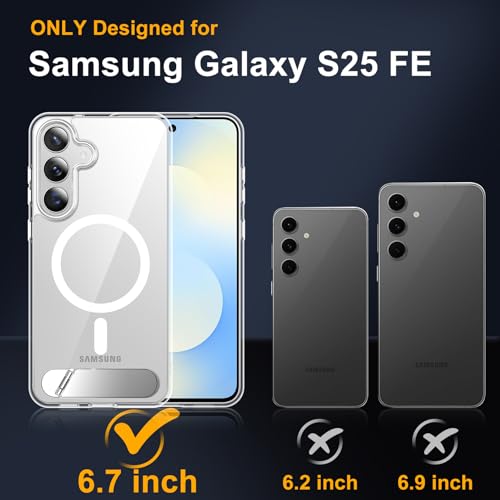 SPIDERCASE for Samsung Galaxy S25 FE Case,Built-in Stand,Clear | Magnetic [3 Stand Ways] Invisible Kickstand|Crystal Clear|Drop Protection| Shockproof Slim Case - color: Clear, size: S25 Fe
